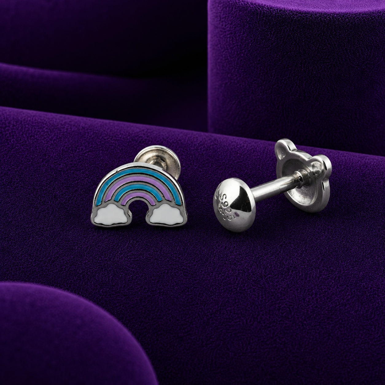 Pastel Rainbow: Kids 925 Silver South Screw-Back Studs