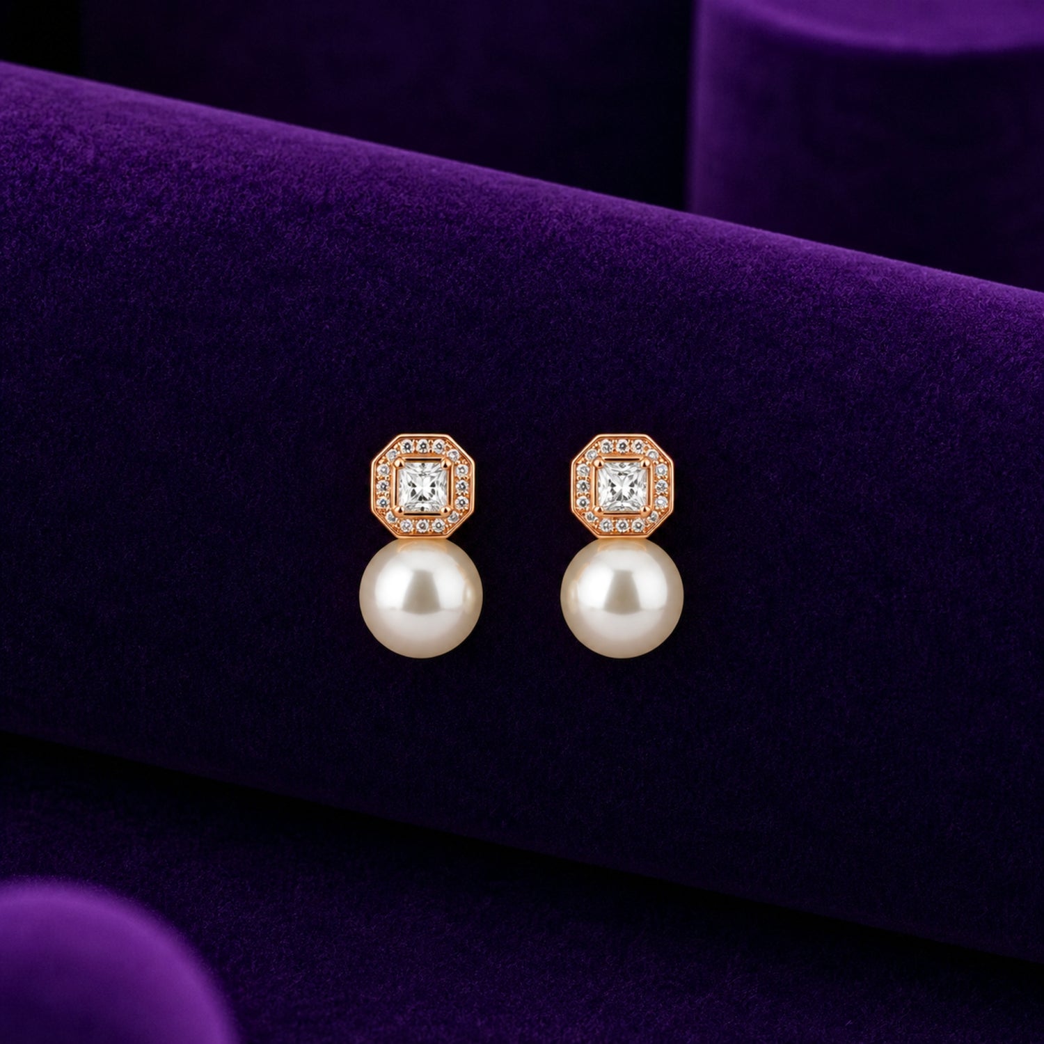Celeste Pearl Halo 925 sterling silver Studs