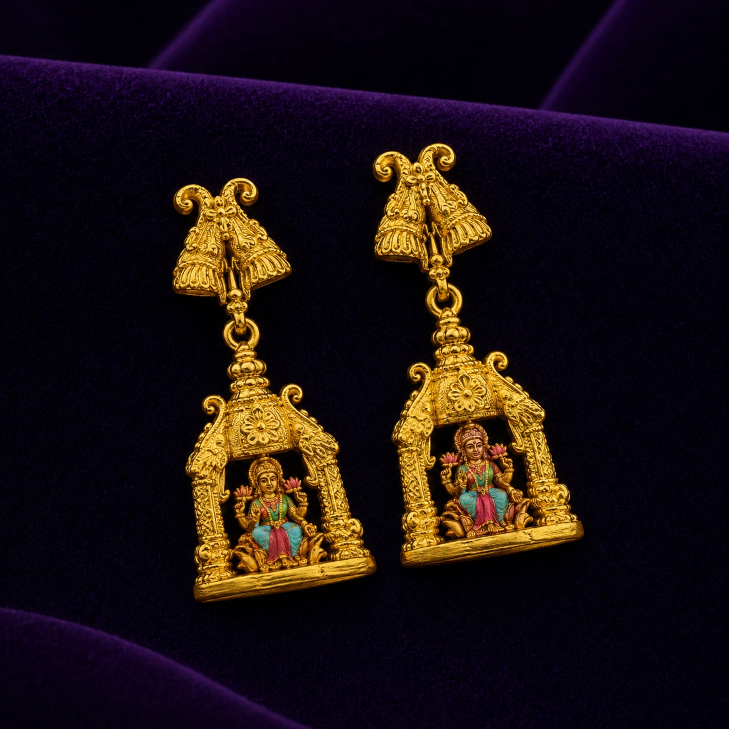 The Gopuram Lakshmi Miniature Shrinika Jhumka