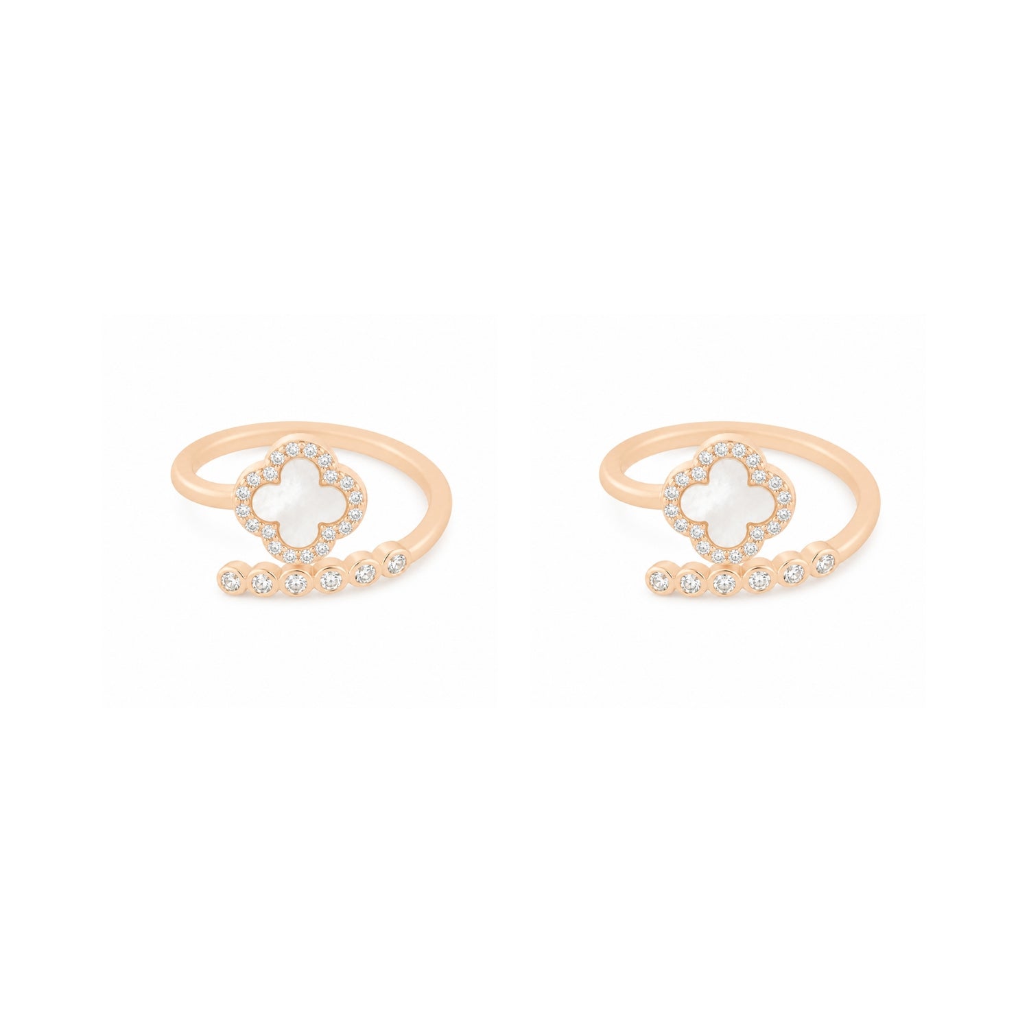 Gilded Clover Adjustable 925 Silver  Rose Gold Toe Rings