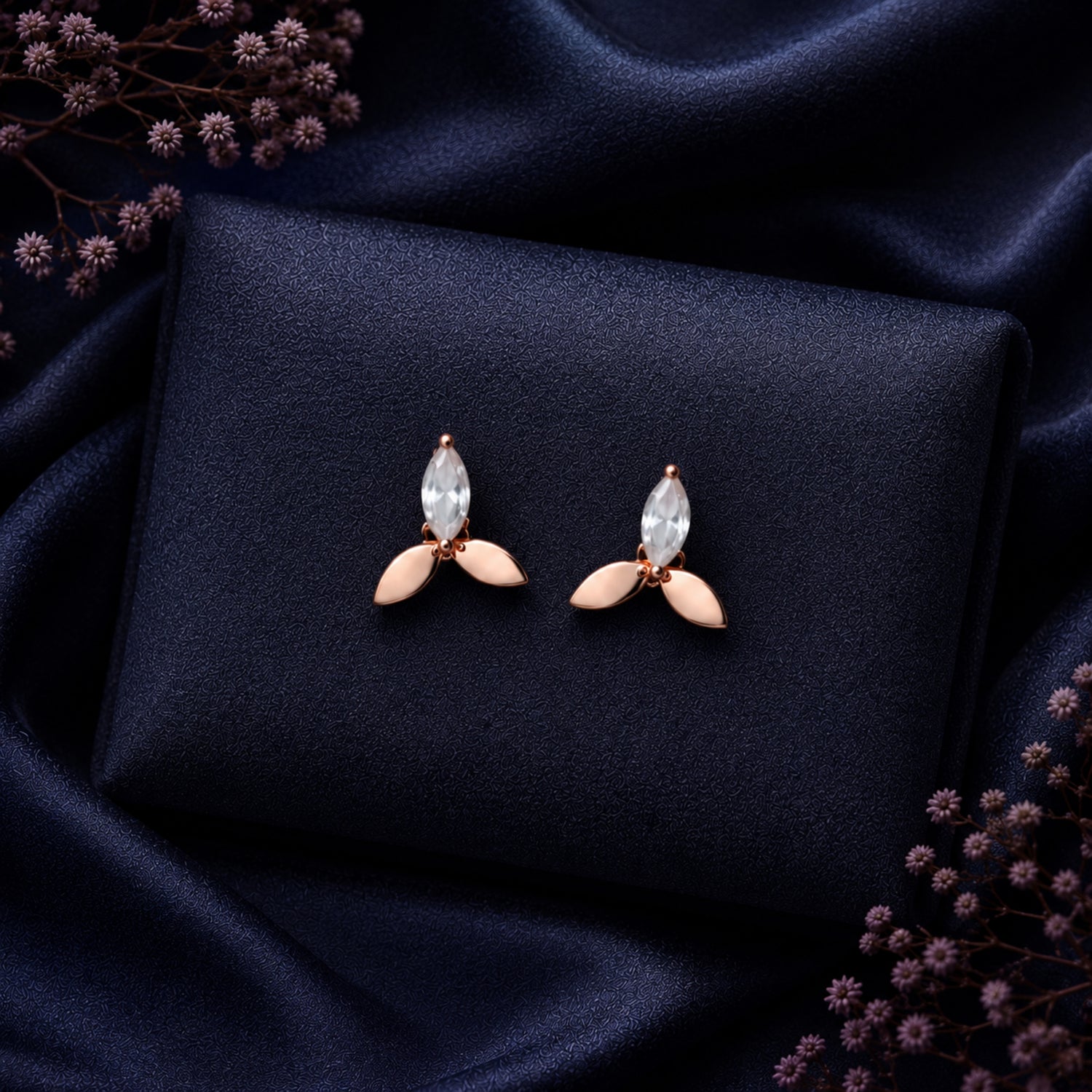 Marquise Petal Sprout 925 Pure Sterling Silver Stud