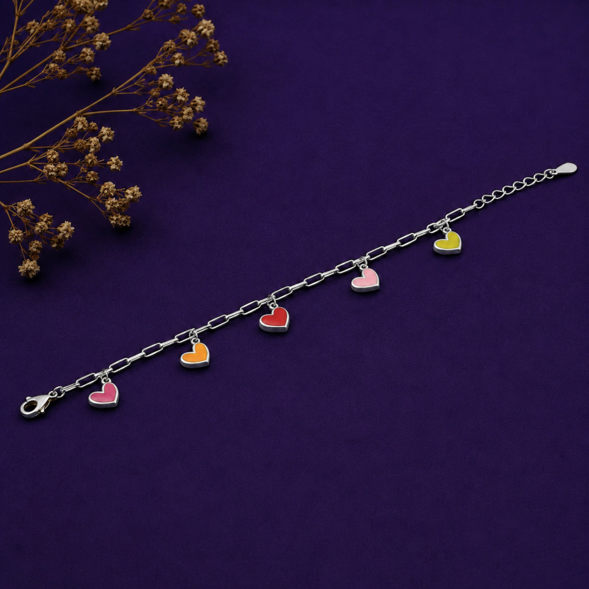 The Pastel Whimsy Enamel Heart Bracelet