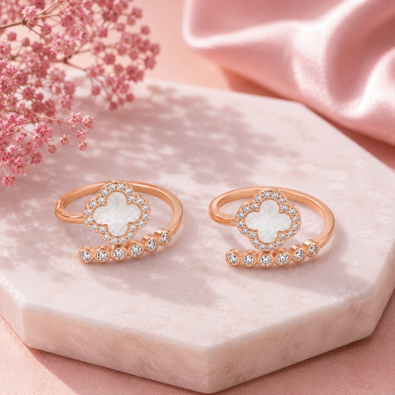 Gilded Clover Adjustable 925 Silver  Rose Gold Toe Rings