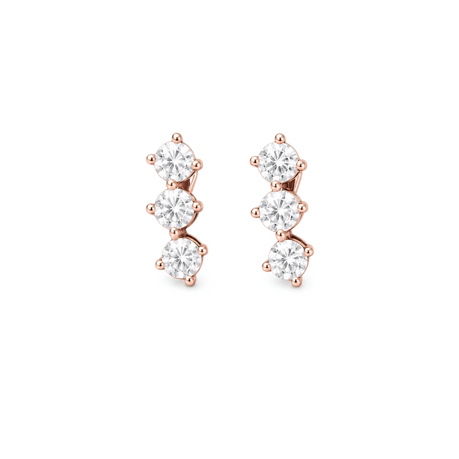 Graduated Triple Solitaire 925 Pure Sterling Silver Climbers