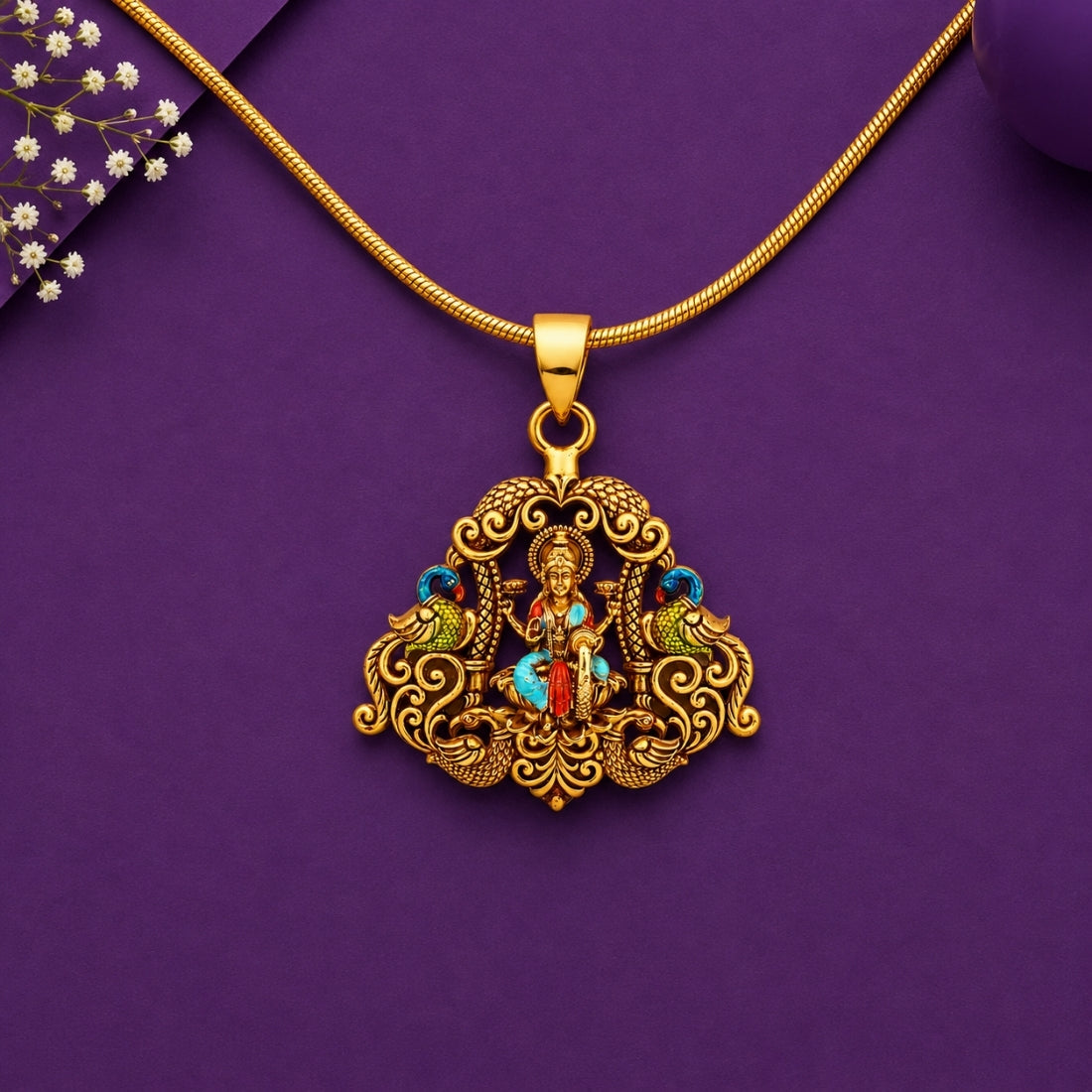 The Peacock Arch Lakshmi Medallion Pendant
