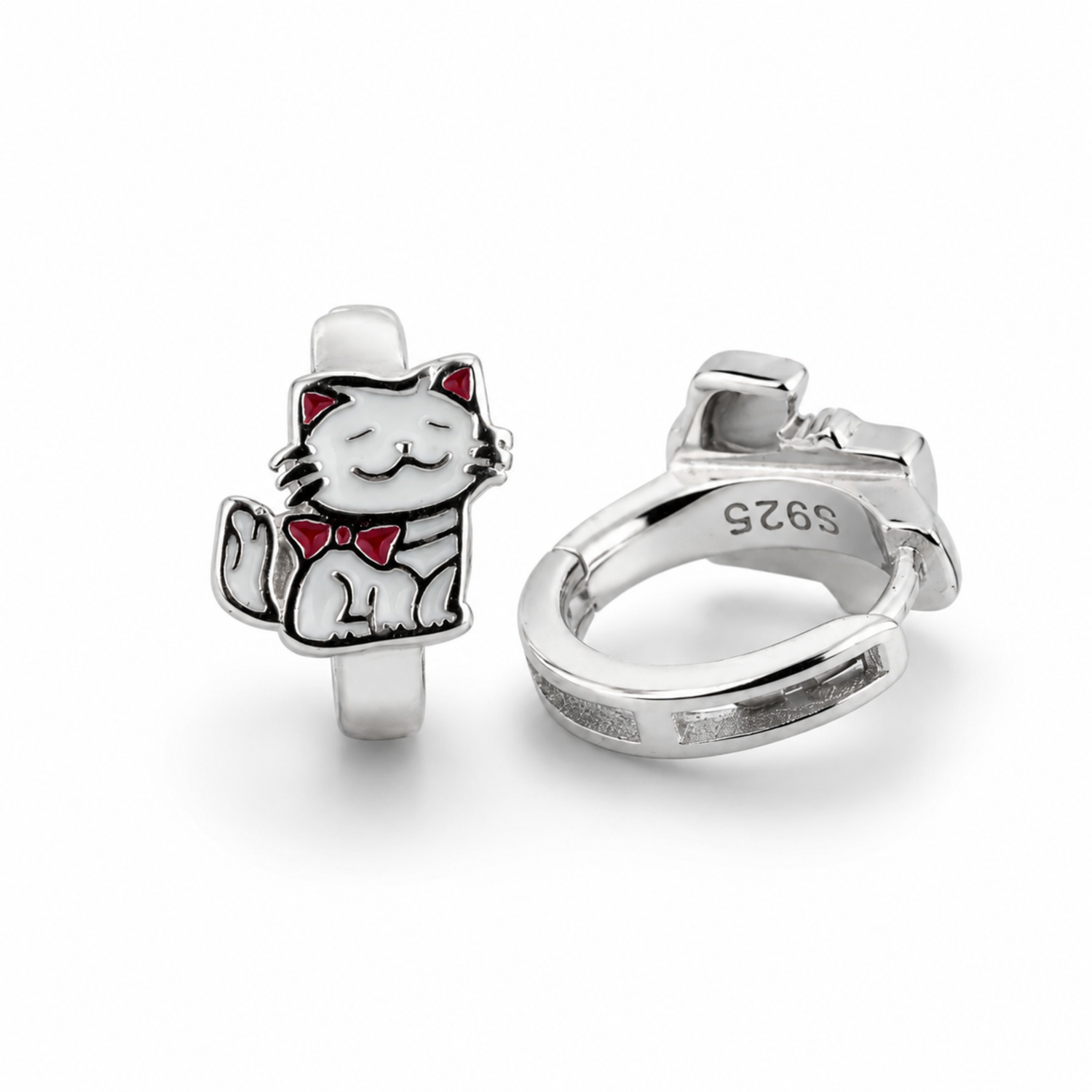Dapper Kitty 925 Sterling Silver Kids Stud Earrings