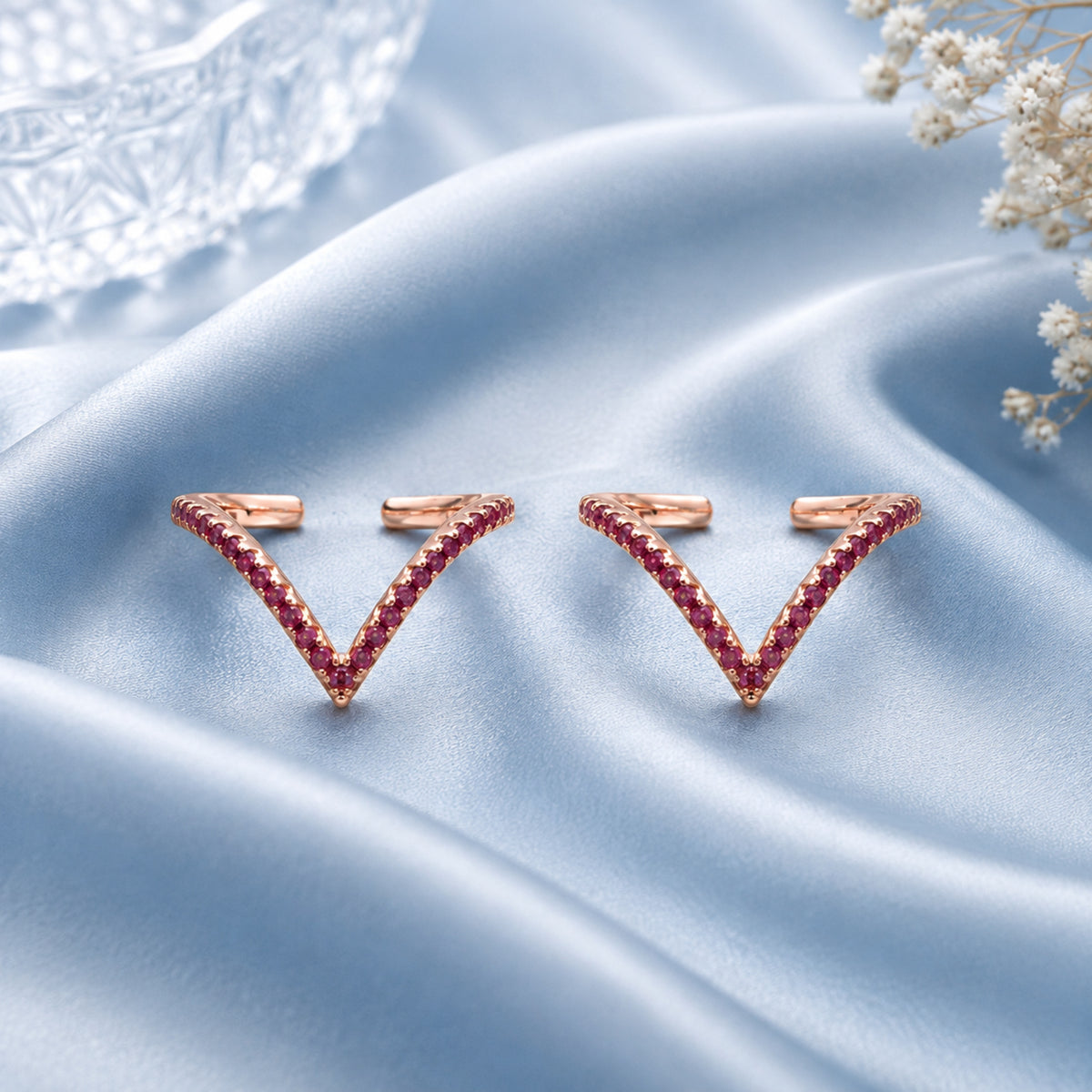 Shimmering Chevron V-Curve Rose Gold Adjustable Toe Rings