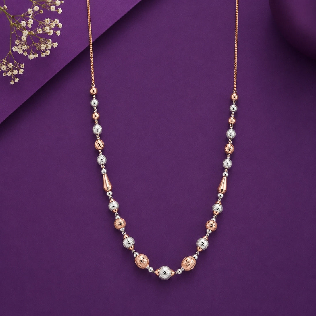 Rose & Rhodium Sonata Geometric Silver Chain