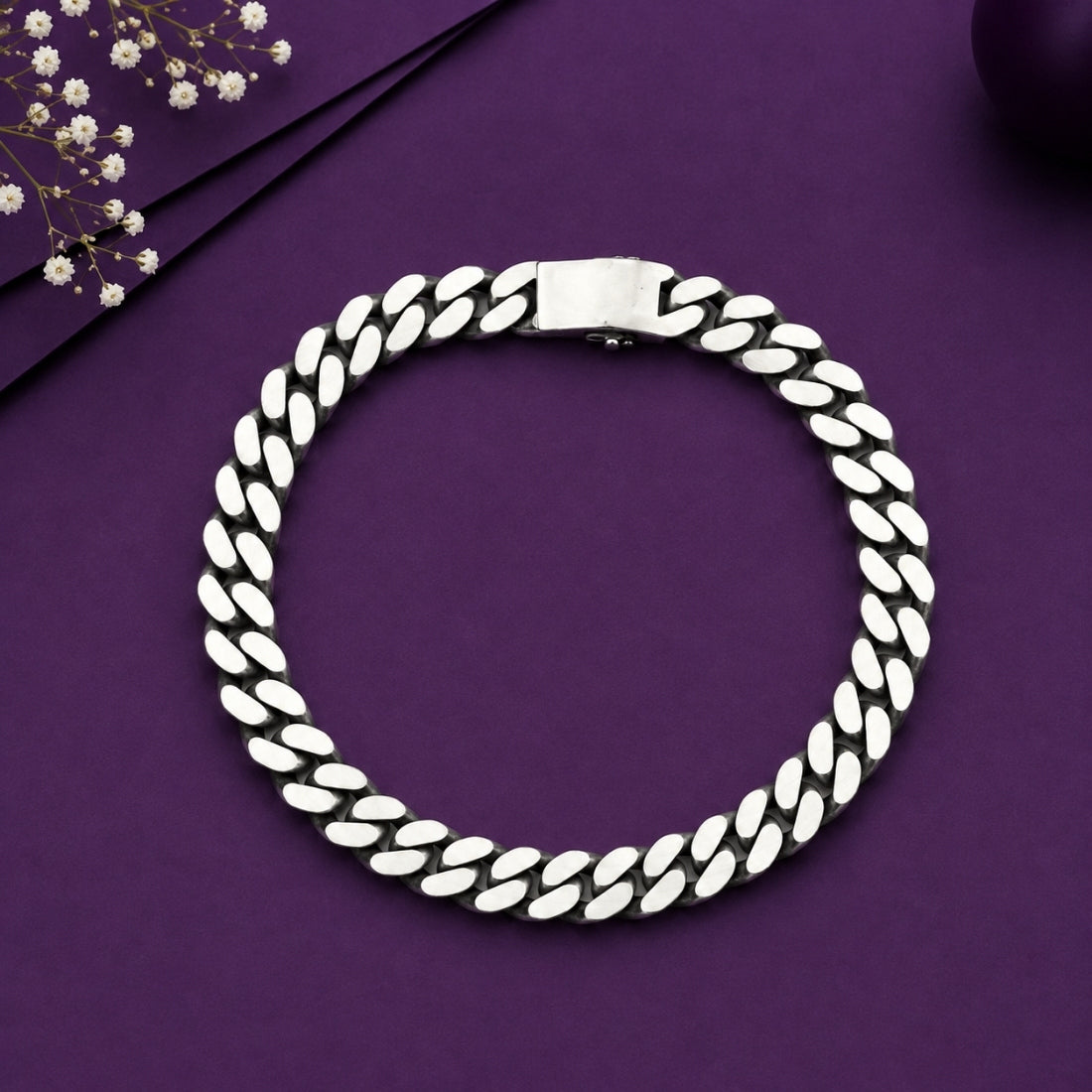 Vanguard Sleek 925 Oxidized Silver Cuban Bracelet