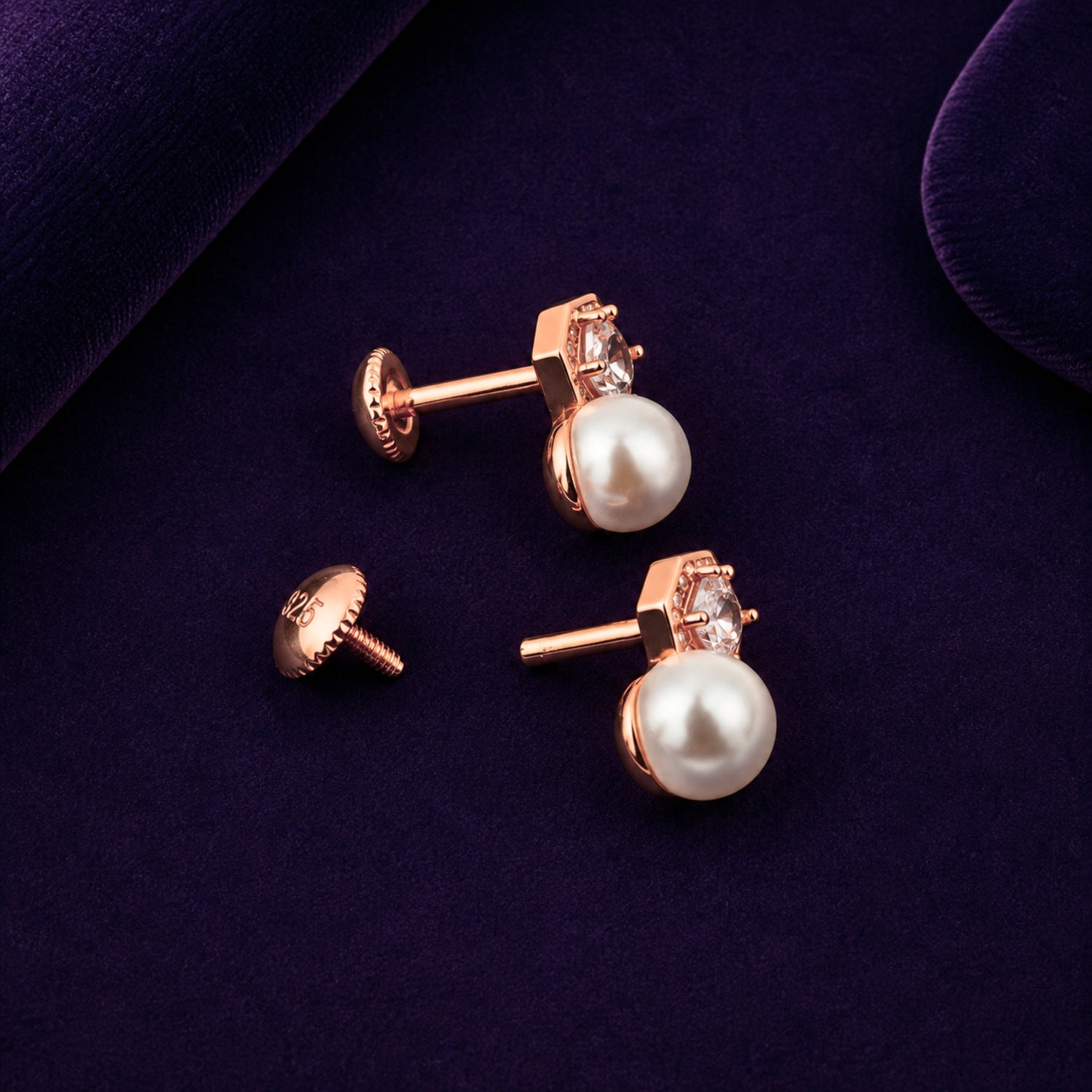 Celeste Pearl Halo 925 sterling silver Studs