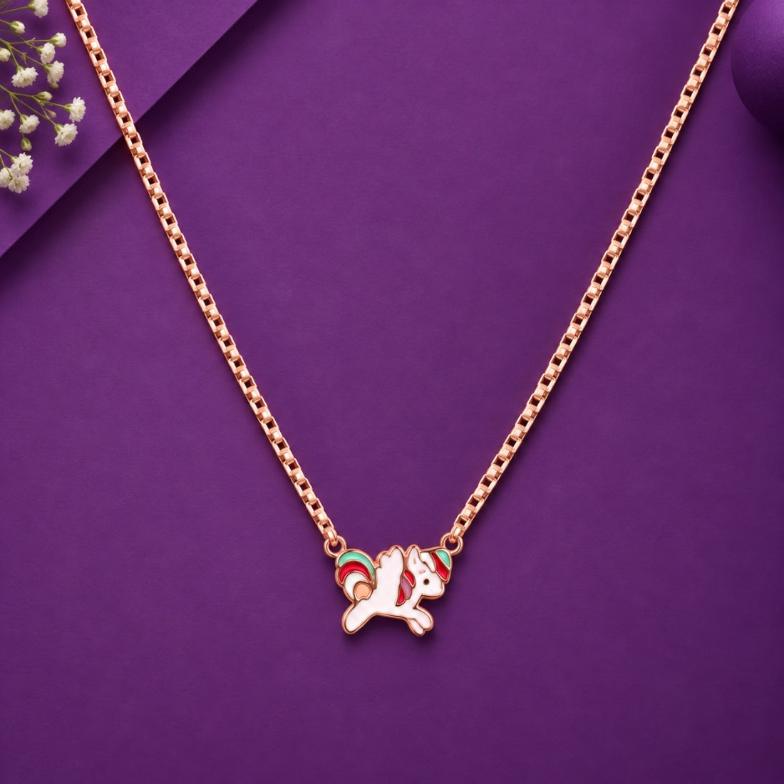 The Rainbow Mane Unicorn 925 Silver Rose Gold Chain