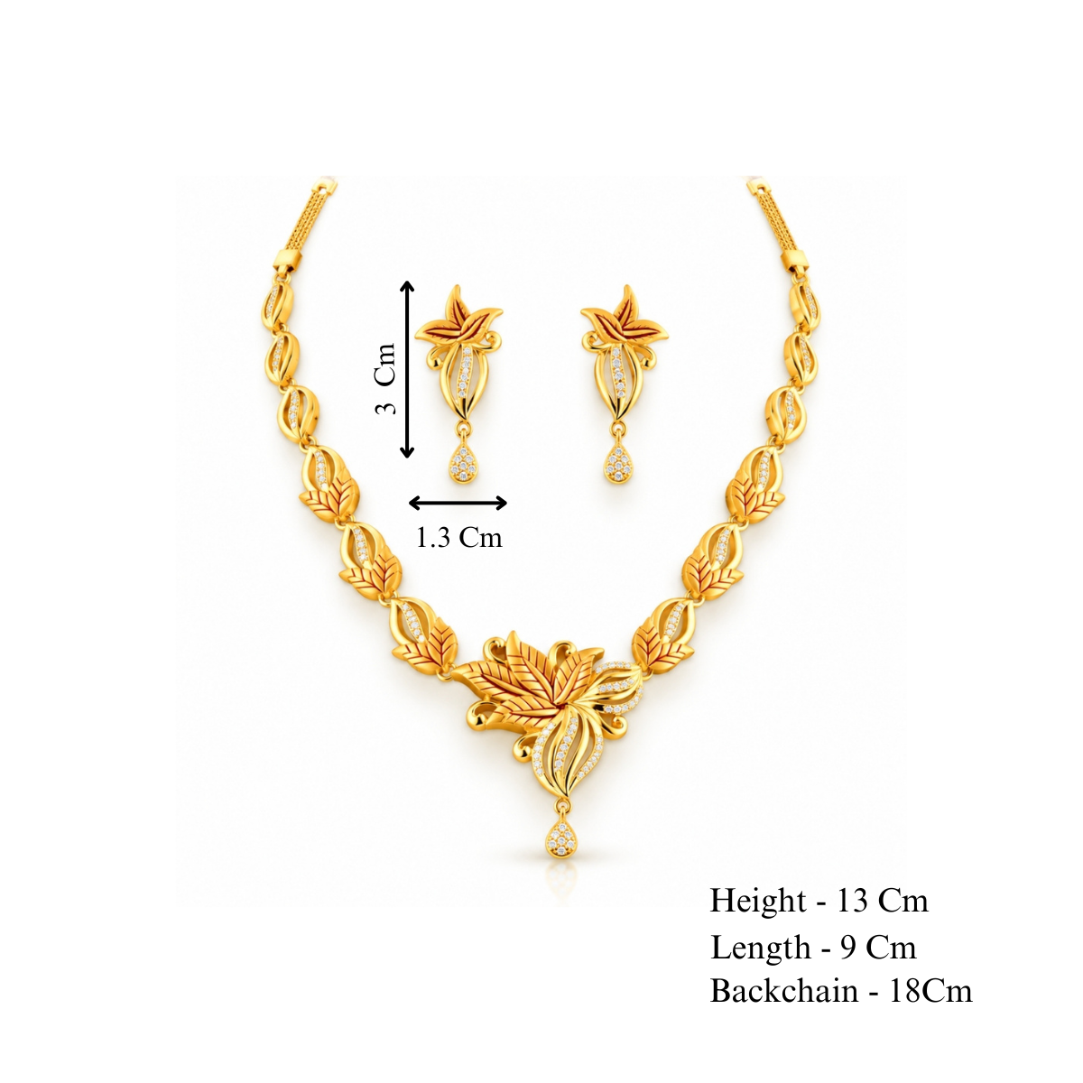 The Imperial Foliage Shimmer 925 Silver Gold-Plated Necklace Set