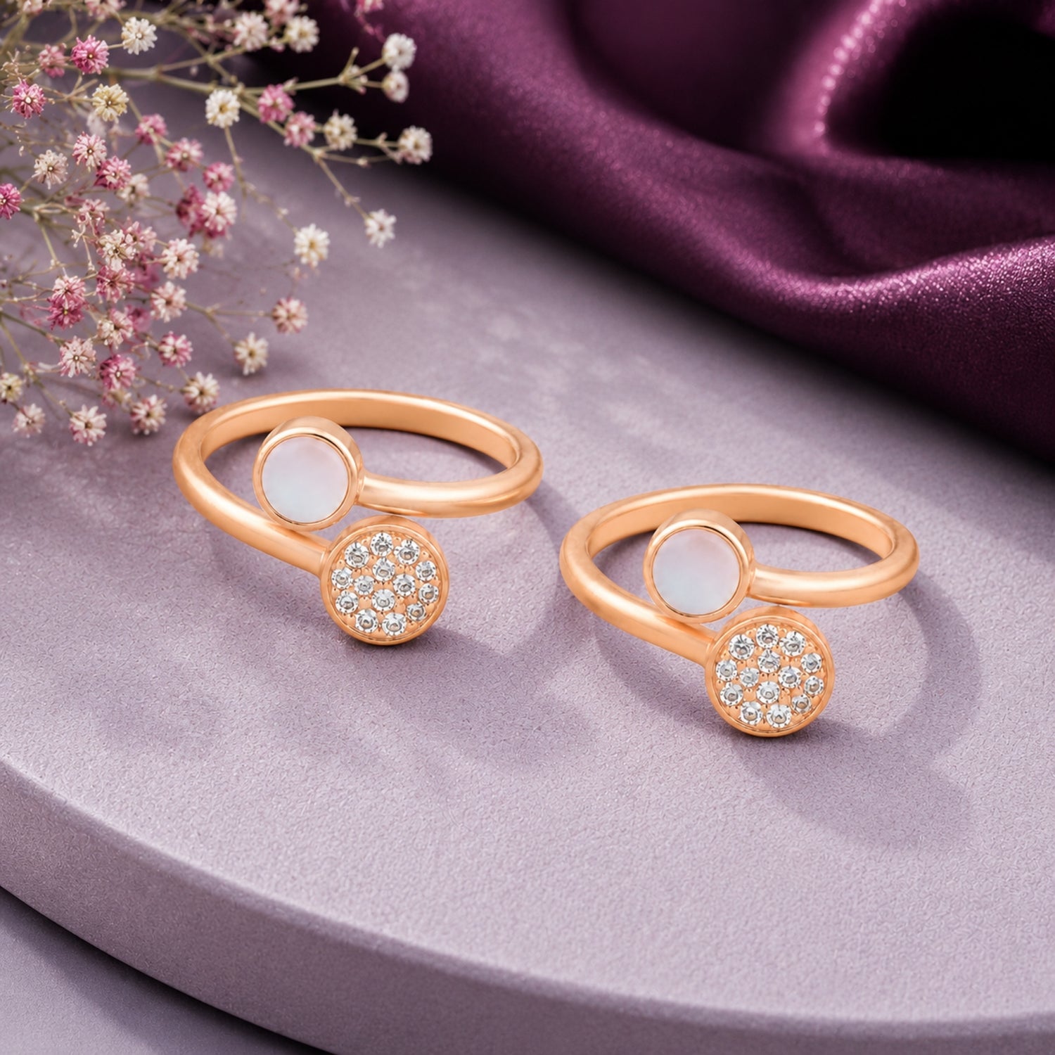Lunar Eclipse Adjustable 925 Silver Rose Gold Toe Rings