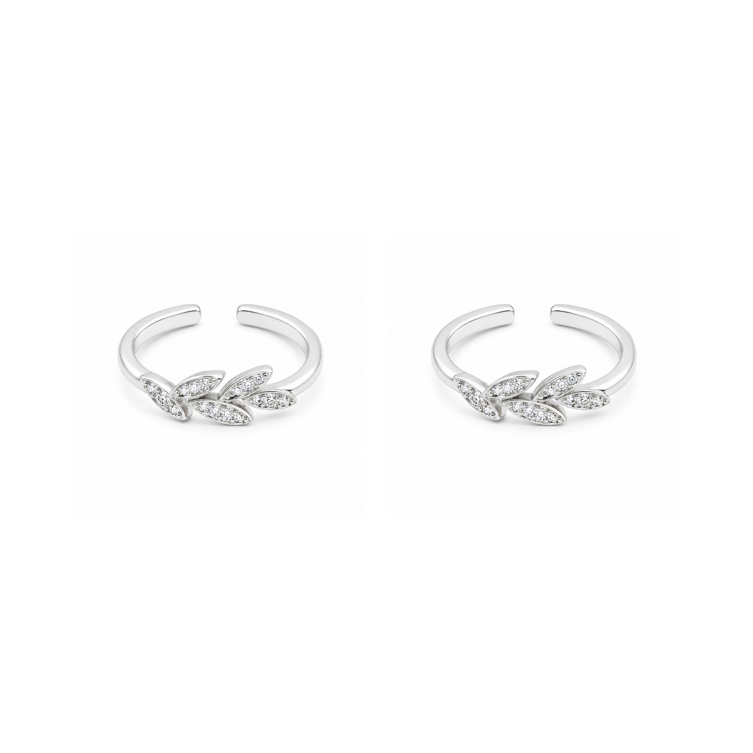 Silver Laurel Vine Adjustable 925 Sterling Silver Toe Rings
