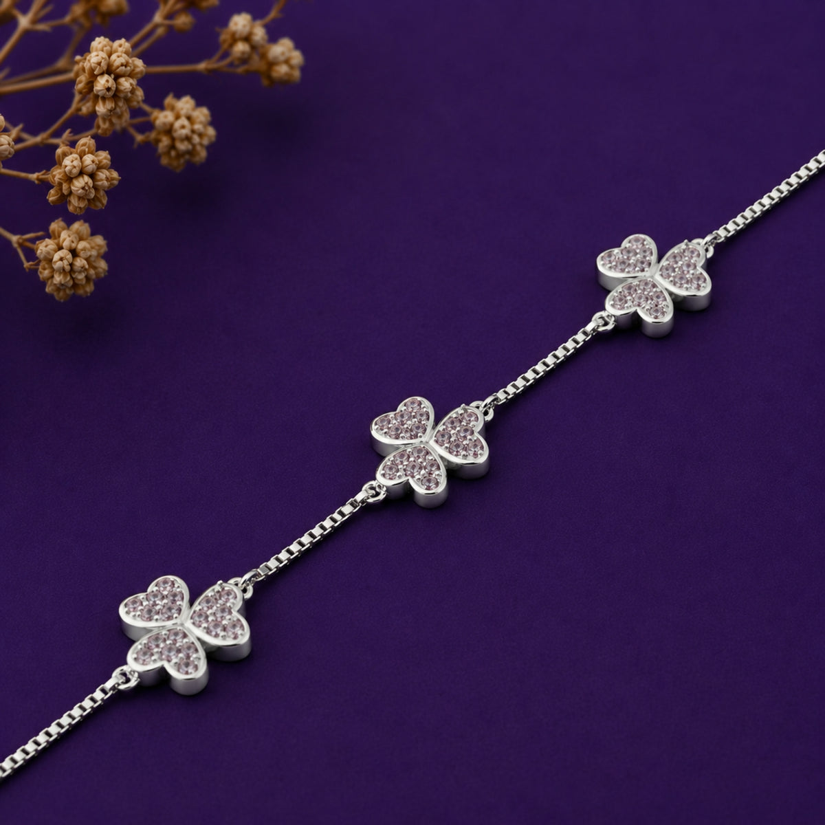 The Shimmering Shamrock Pavé Silver Bracelet