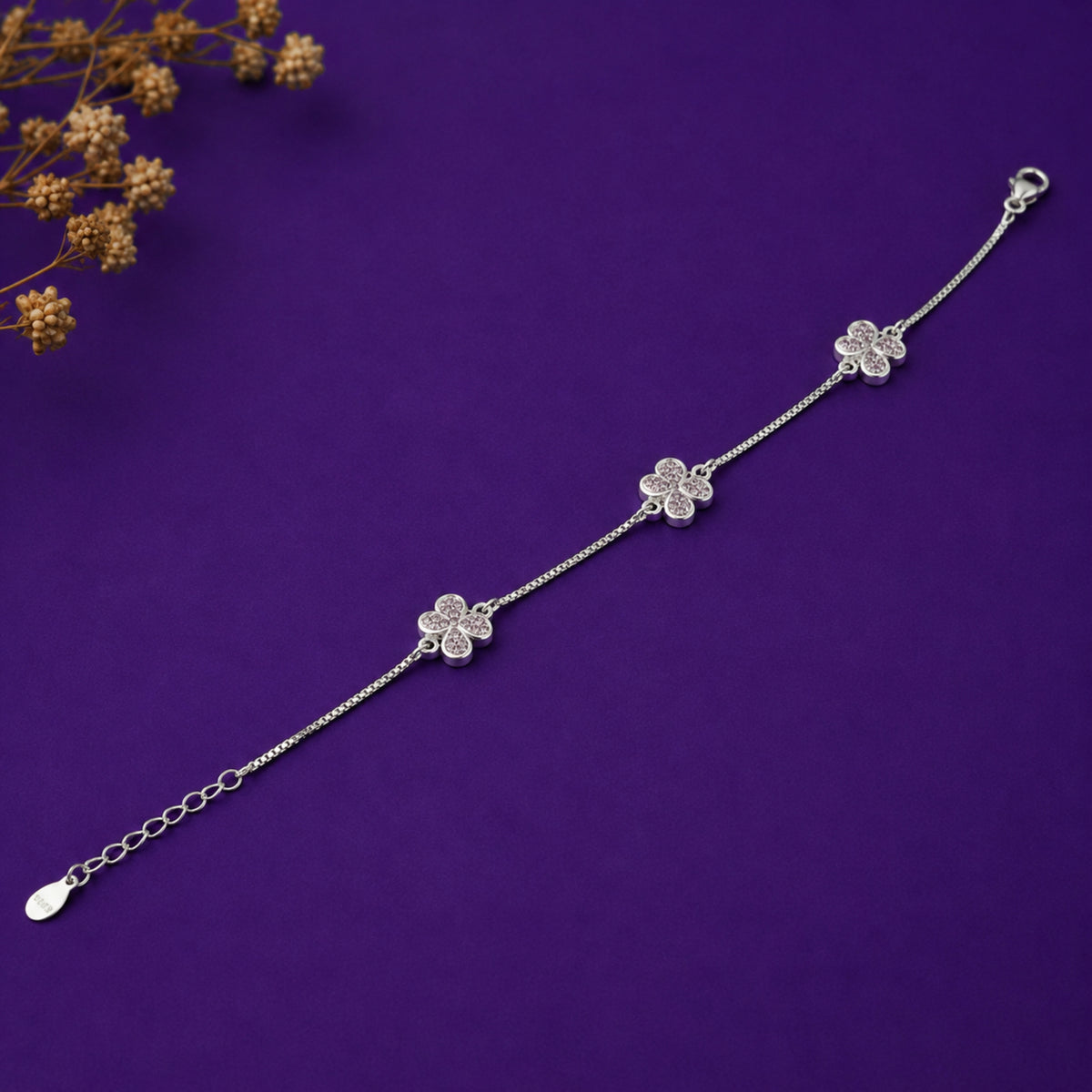 The Shimmering Shamrock Pavé Silver Bracelet