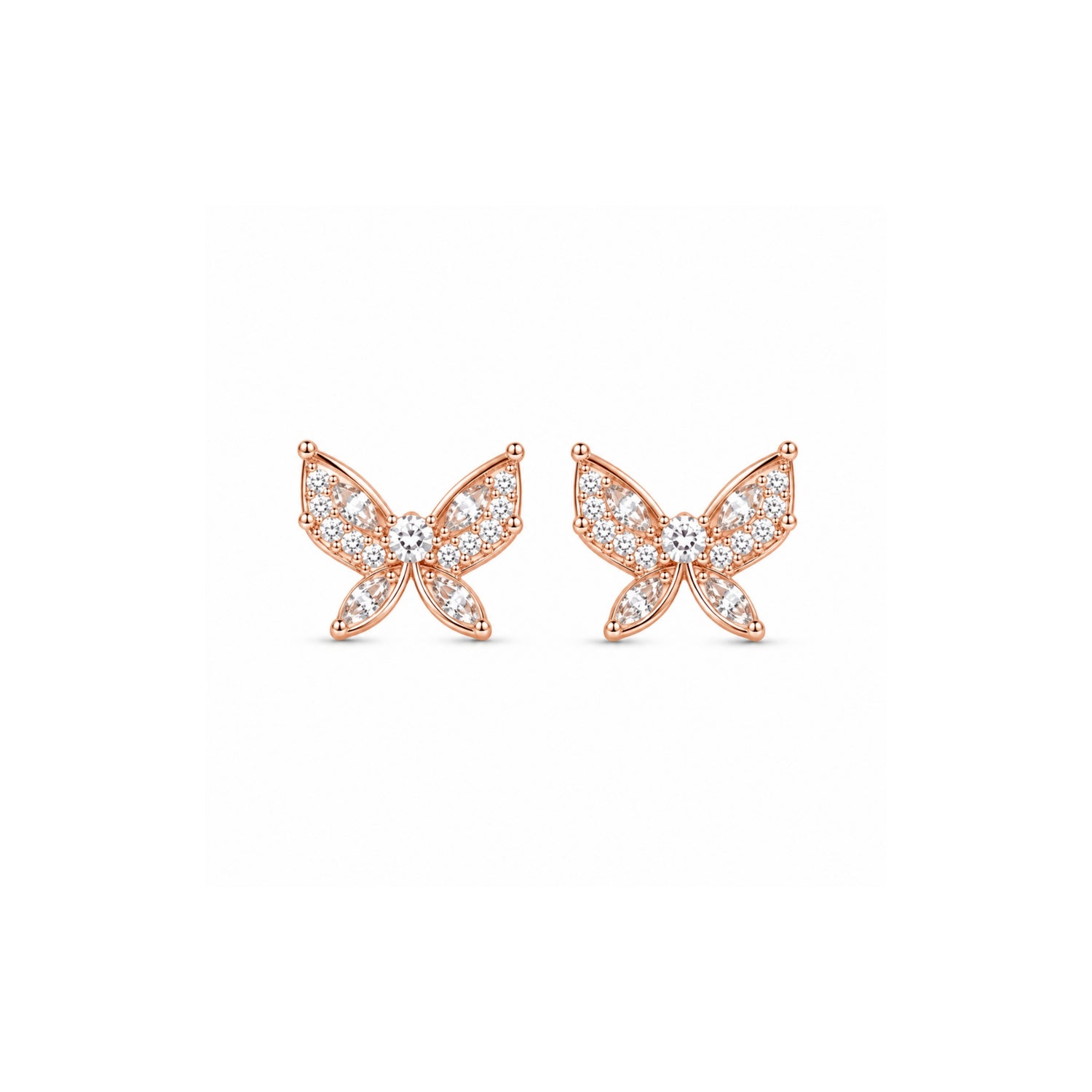 Fluttering Pavé Butterfly 925 Pure Sterling Silver Stud