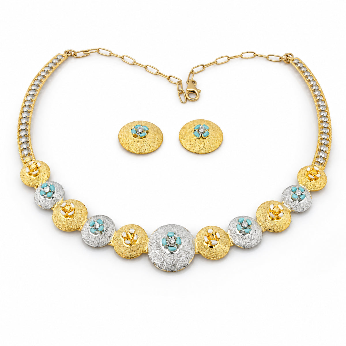 Mayura Mandala 925 Sterling Silver Dual-Tone Beaded Choker Set