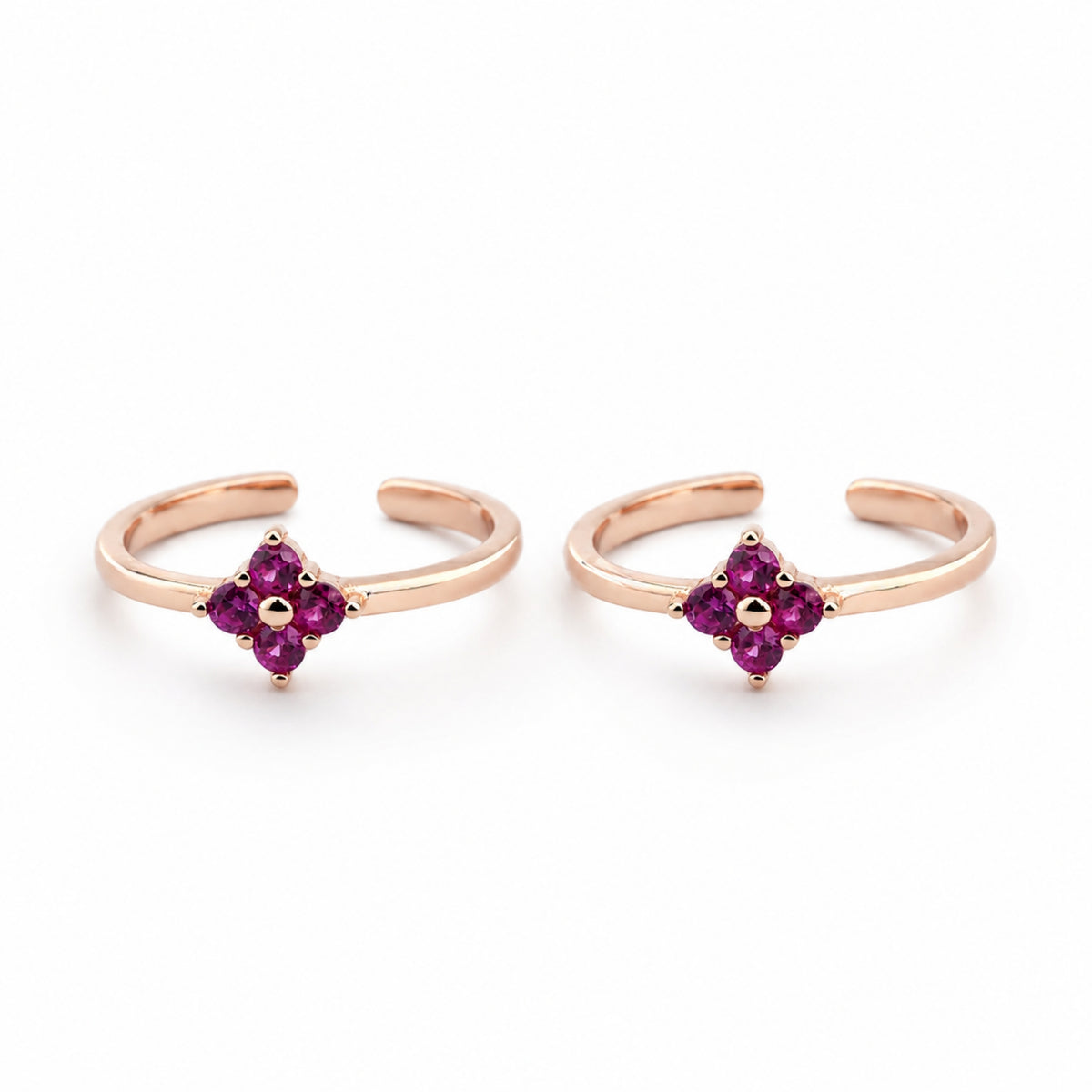 Emerald Blossom Diamond-Kite Rose Gold Adjustable Toe Rings