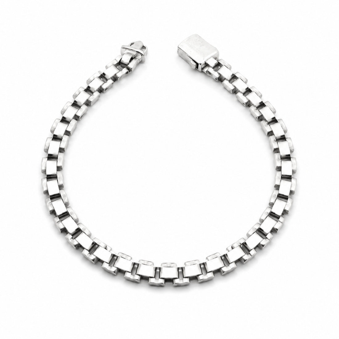Ironclad Block 925 Silver Track Bracelet