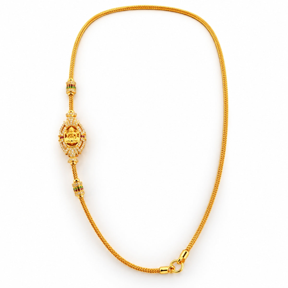Divine Goddess Lakshmi All-Gold Arch 925 Sterling Silver Gold Plated Thali Chain