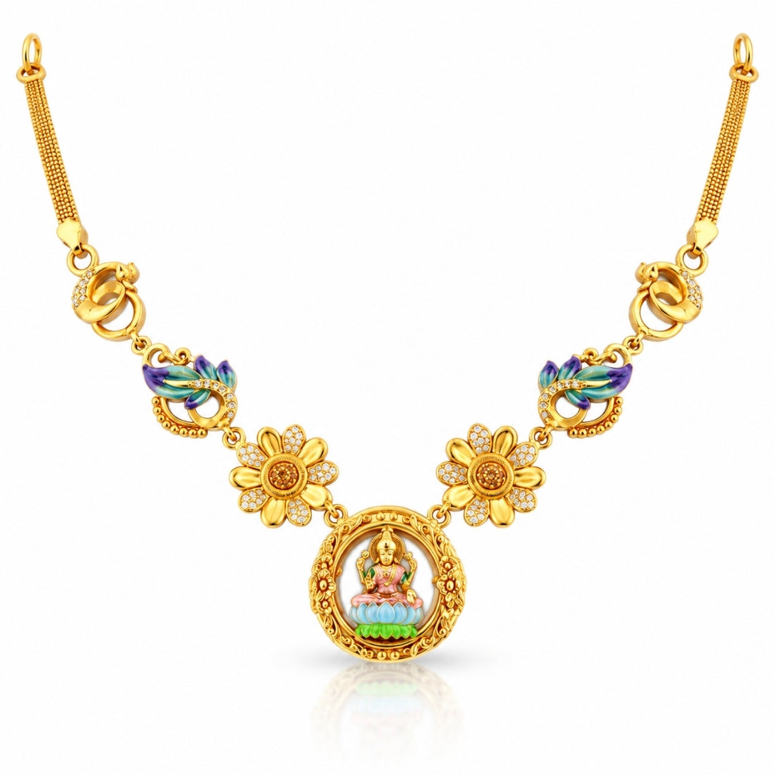 The Lakshmi Lotus Circle & Mayura Heritage 925 Silver Necklace