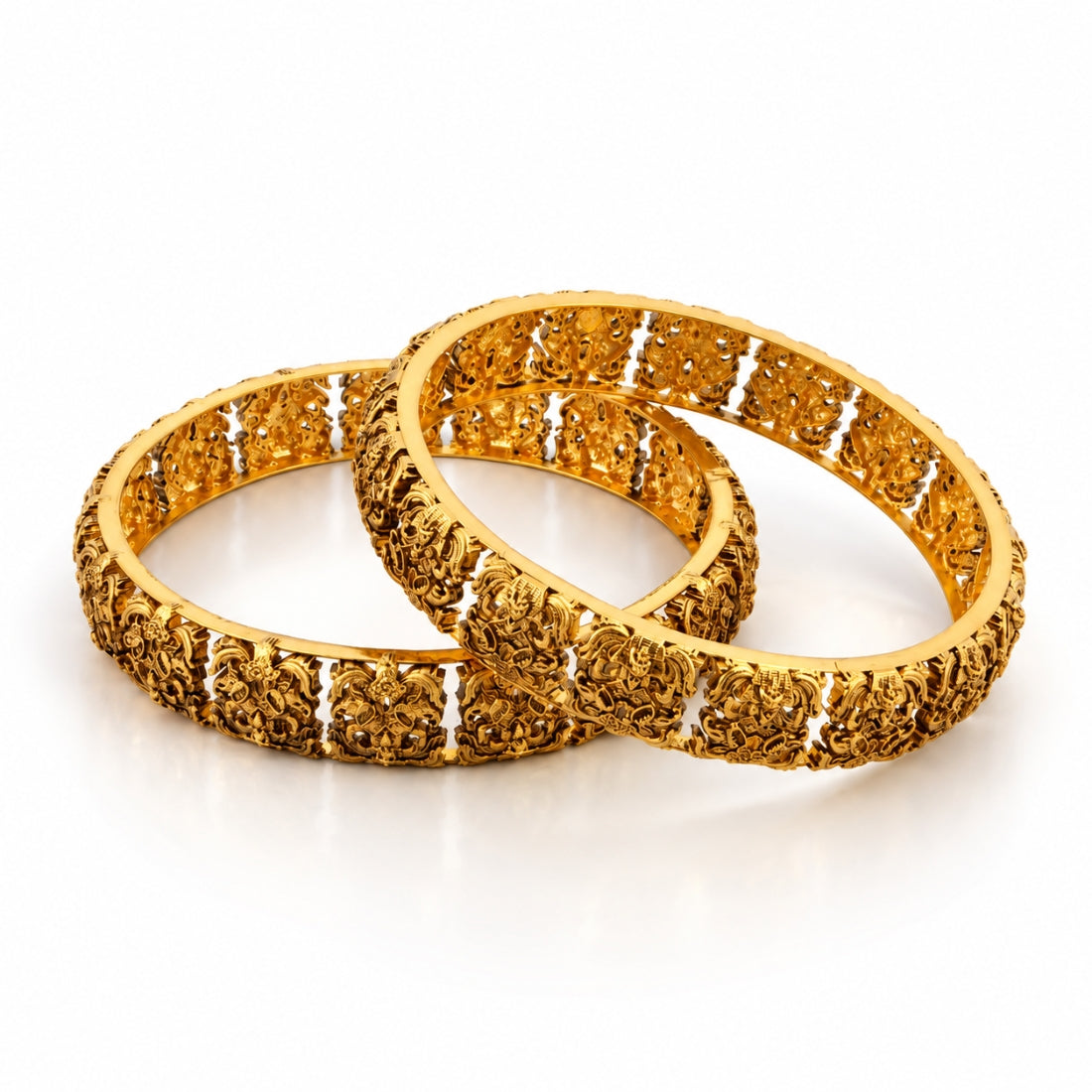 The Kalyani Gokhru 925 Silver Gold Plated Broad Bangles