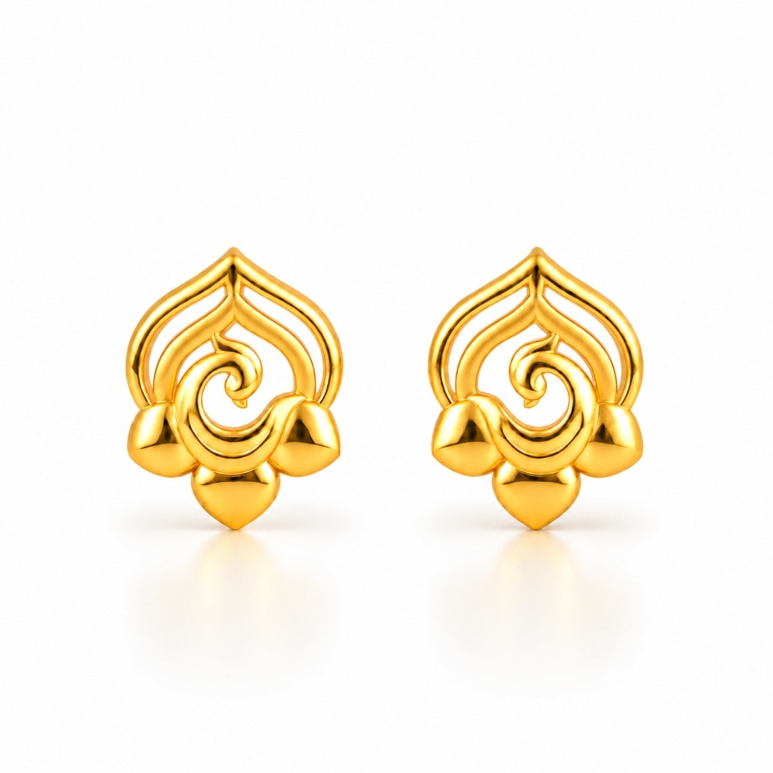 Mayur Grace 925 Sterling Silver Peacock Temple Stud Earrings