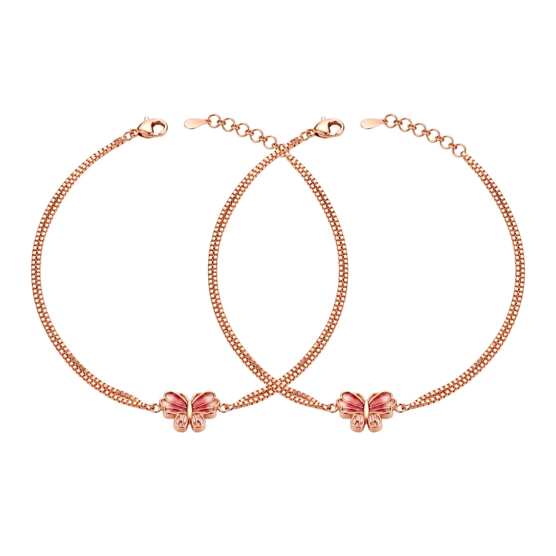 The Rose Blush Marquise Crystal Butterfly 925 Sterling Silver Anklets