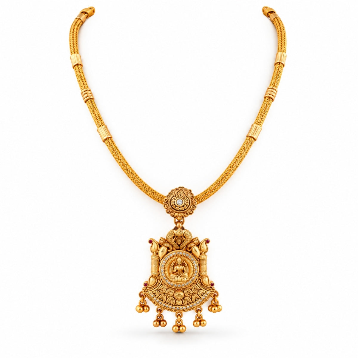 The Mayura Lakshmi Nakshi 925 Silver Gold Plated Silver Necklace