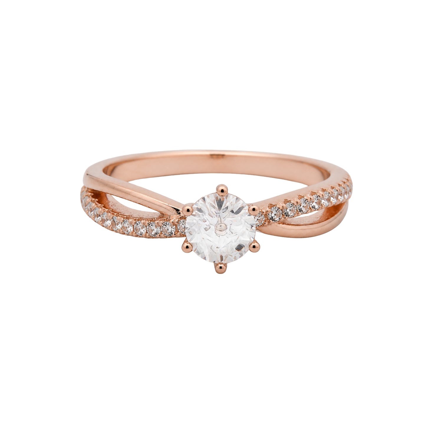 Starlight Solitaire Split-Shank 925 Sterling Silver Ring