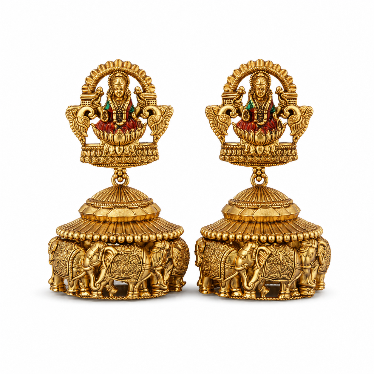 Royal Ganesha & Parade Elephant Gold-Plated 925 Silver Drops