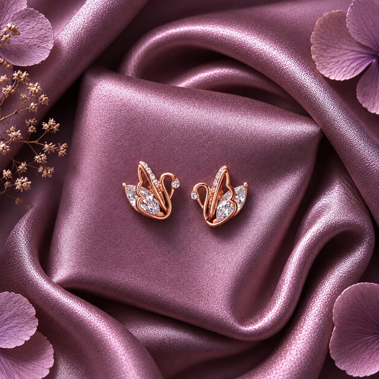 Majestic Swan Marquise 925 Pure Sterling Silver Stud
