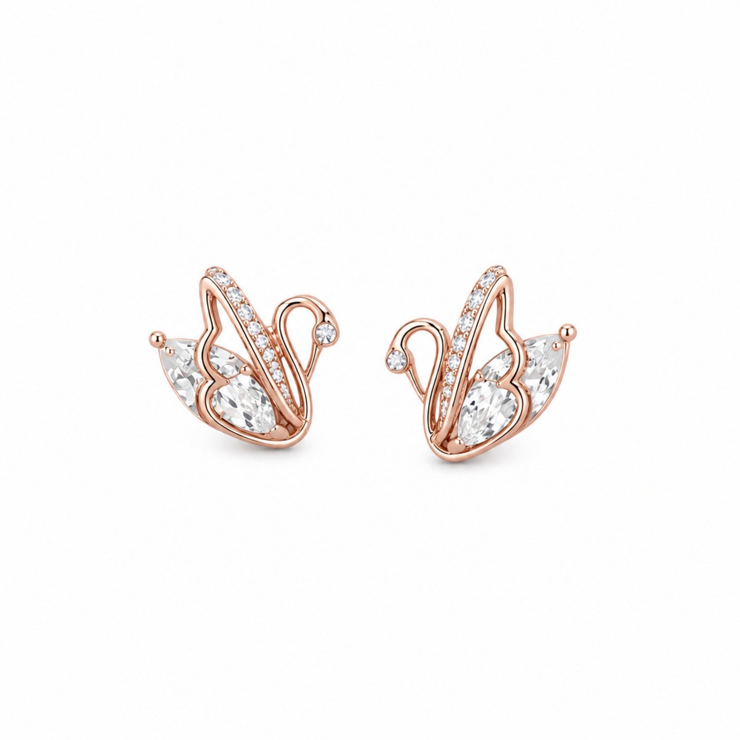 Majestic Swan Marquise 925 Pure Sterling Silver Stud