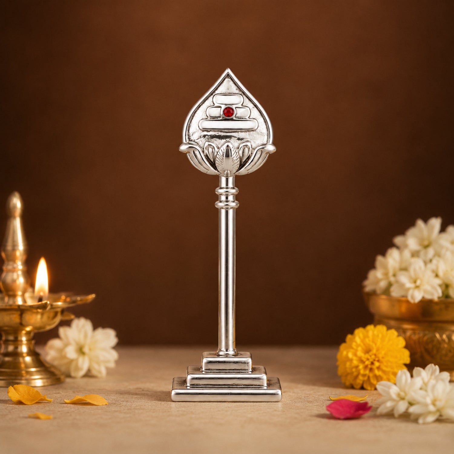 925 Pure Silver Lord Murugan Vel Stand.