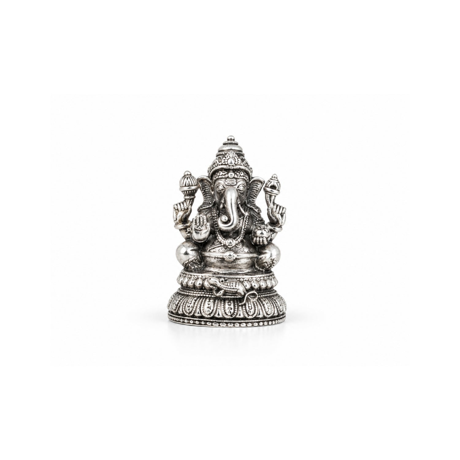 925 Pure Silver Antique Sitting Lord Ganesha Idol