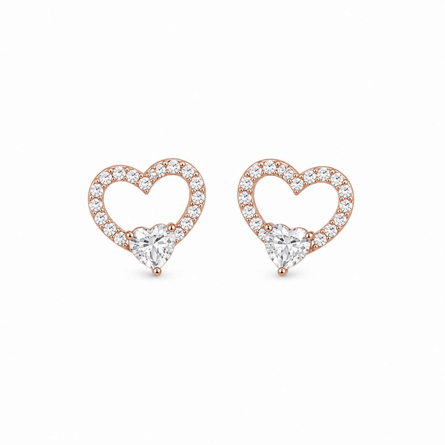 Eternal Heart Solitaire 925 Pure Sterling Silver Stud