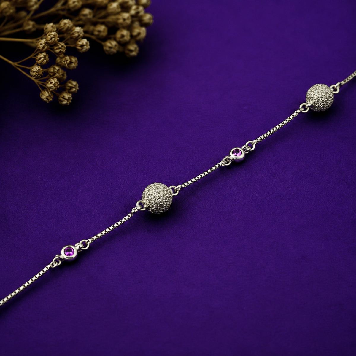 The Glitz Orb Shimmer Silver Bracelet
