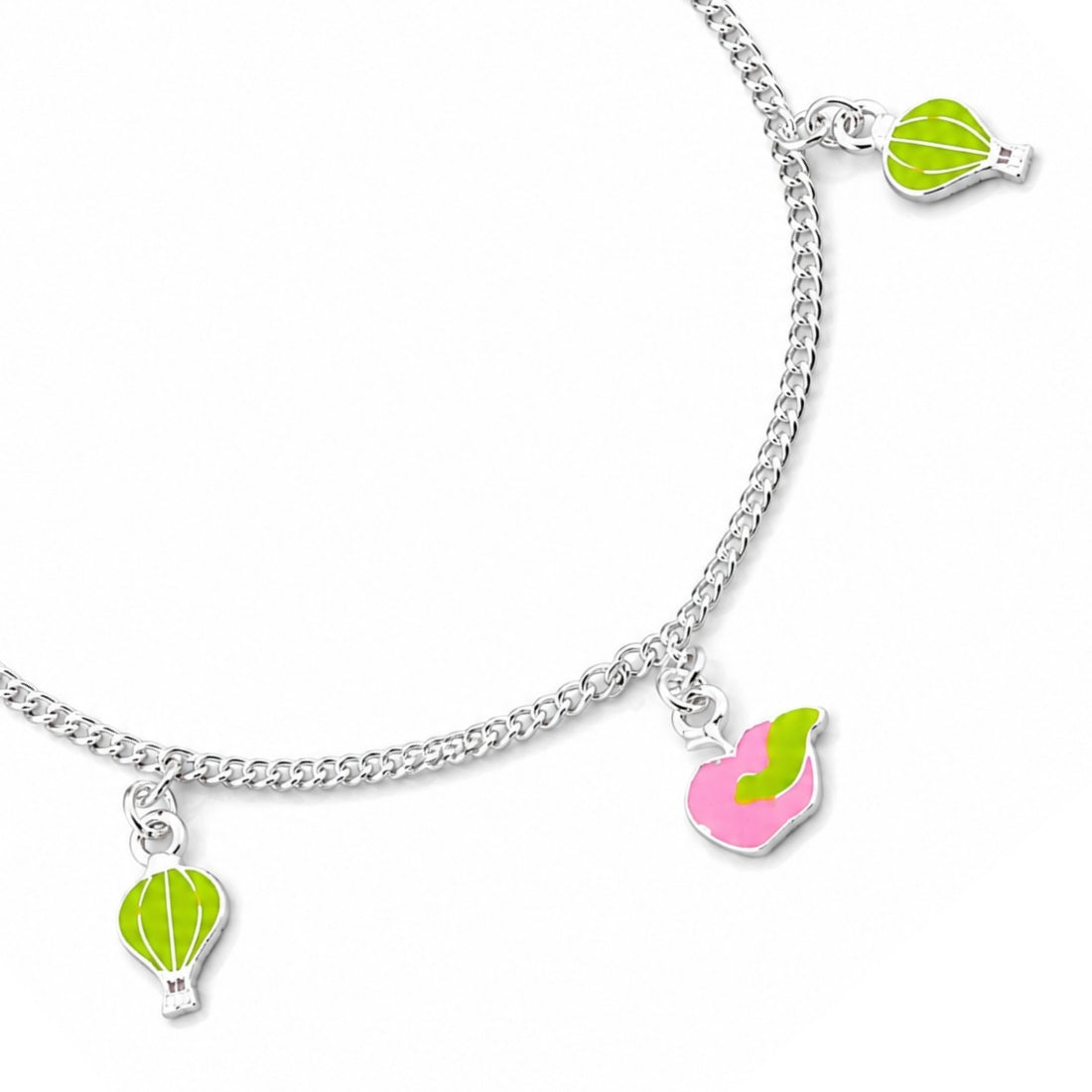 Orchard Breeze 925 Silver Kids Apple & Balloon Anklet Pair