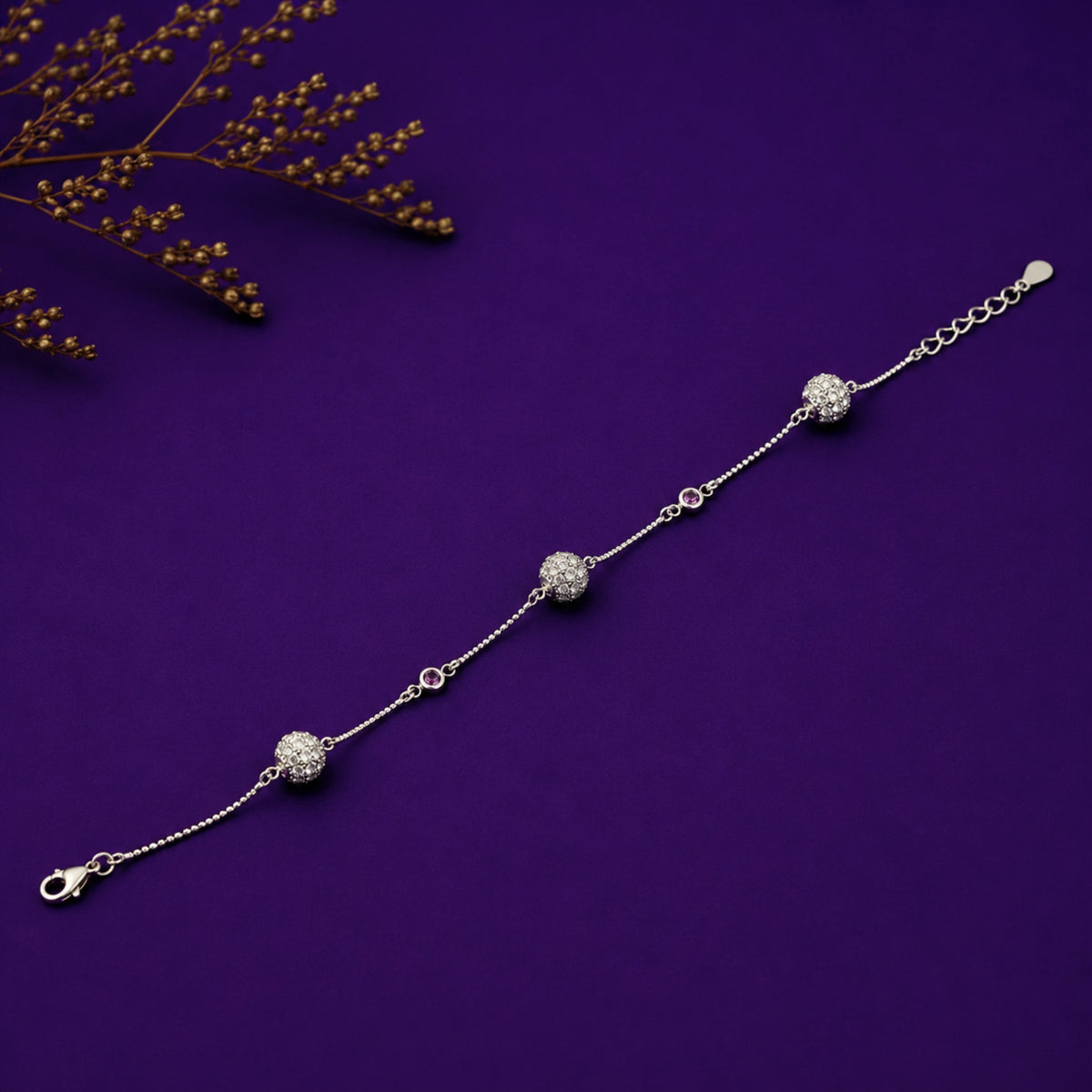 The Glitz Orb Shimmer Silver Bracelet