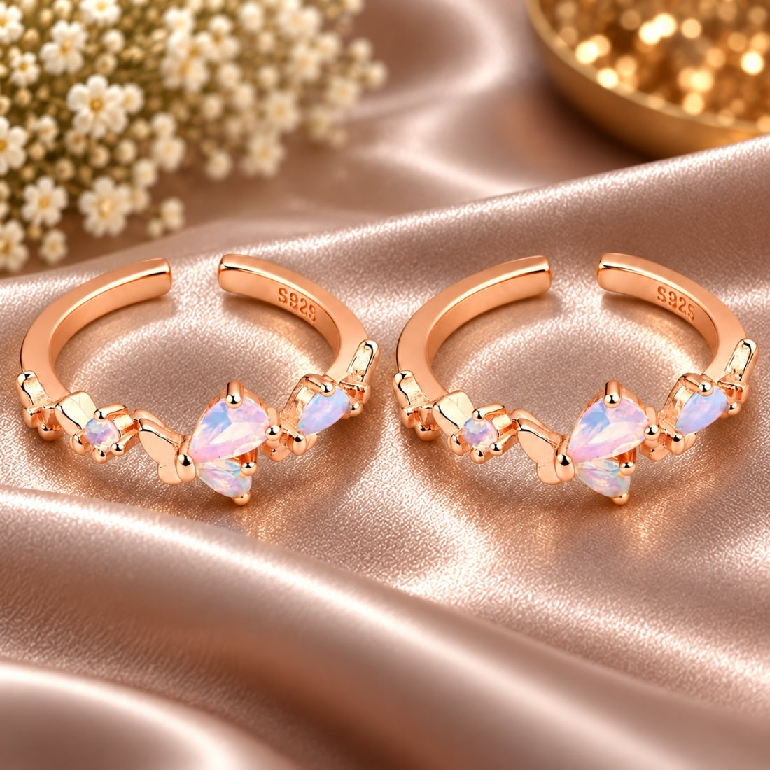 Iridescent Flutter Silver Toe Rings (Bichhiya)