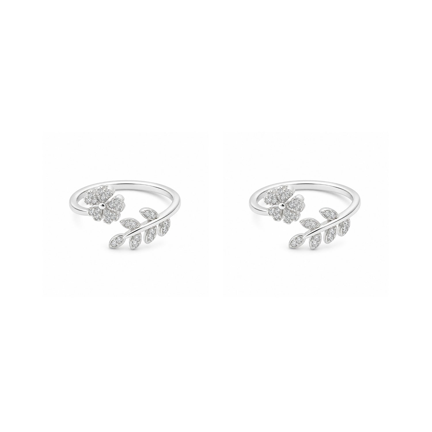 Blossoming Vine Adjustable 925 Sterling Silver Toe Rings