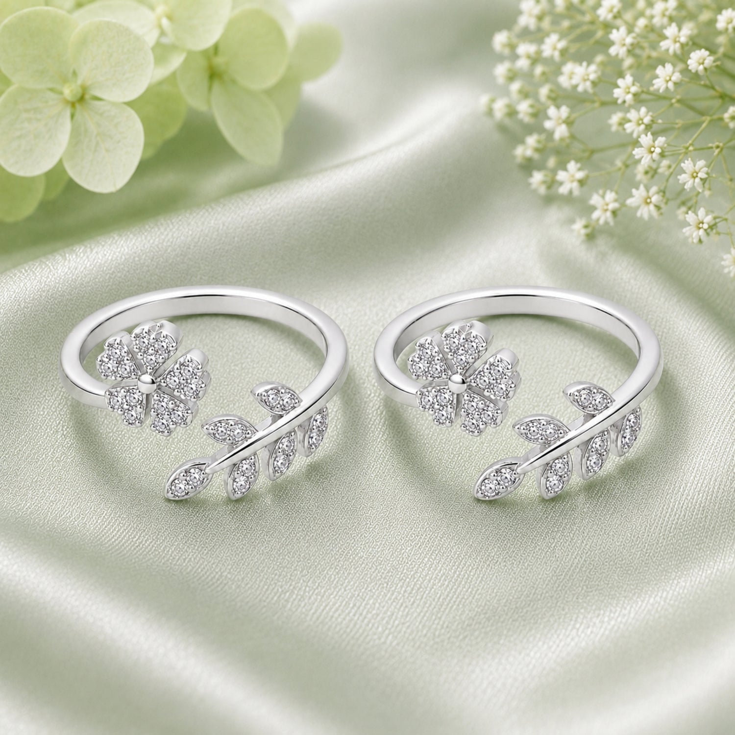 Blossoming Vine Adjustable 925 Sterling Silver Toe Rings
