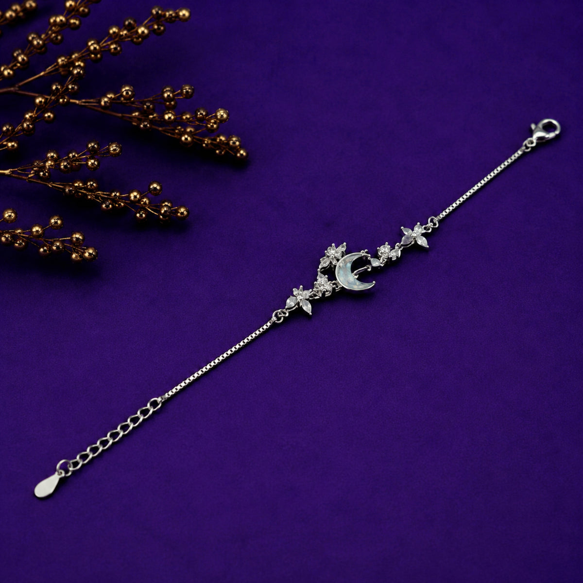 The Selene Crescent & Blossom Shimmer Bracelet
