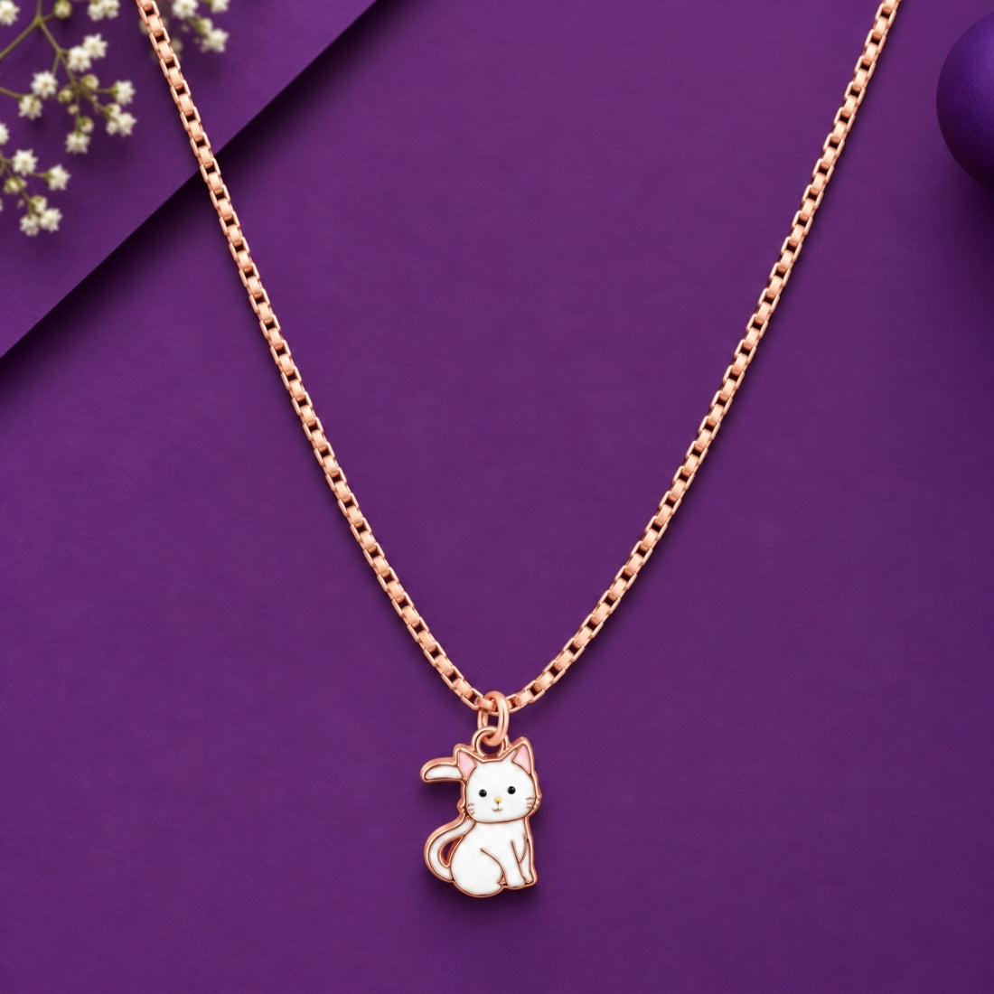 The Bow-Tie Kitten 925 Silver Rose Gold Chain