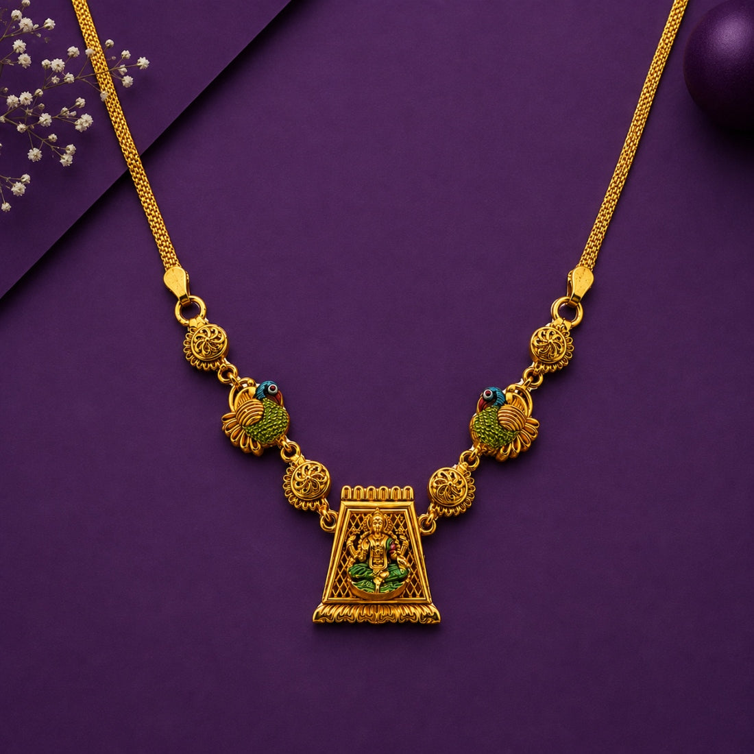 The Meenakshi Amman Gopuram Enamel Choker