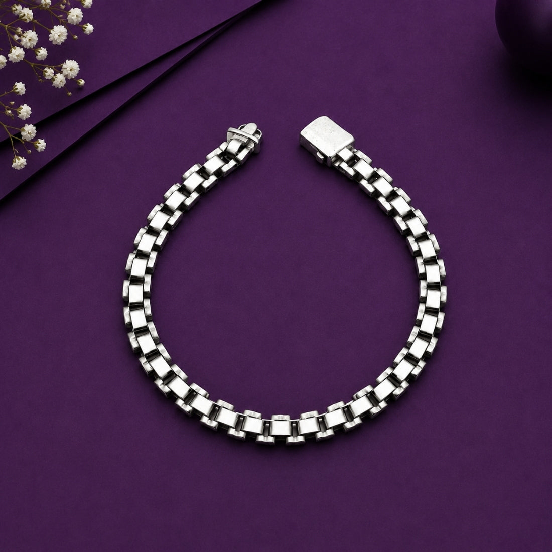 Ironclad Block 925 Silver Track Bracelet
