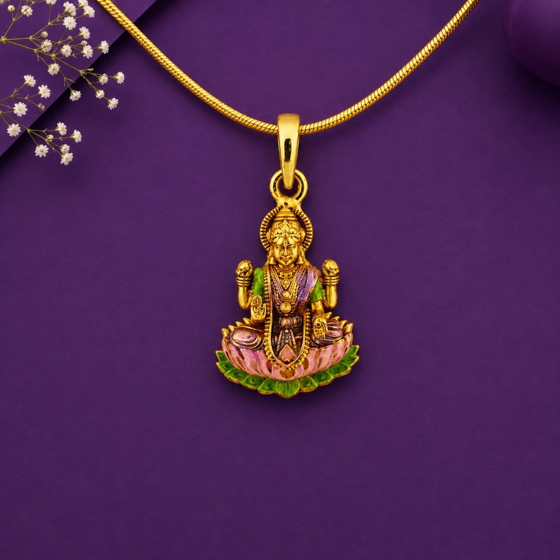 The Divine Lotus Mahalakshmi Charm (925 Silver)