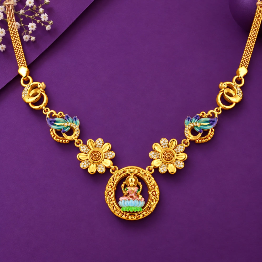 The Lakshmi Lotus Circle & Mayura Heritage 925 Silver Necklace