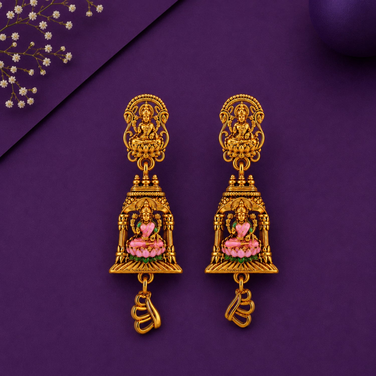 The Iyal Lakshmi Mandap 925 Gold Polish Traditional Jhumka